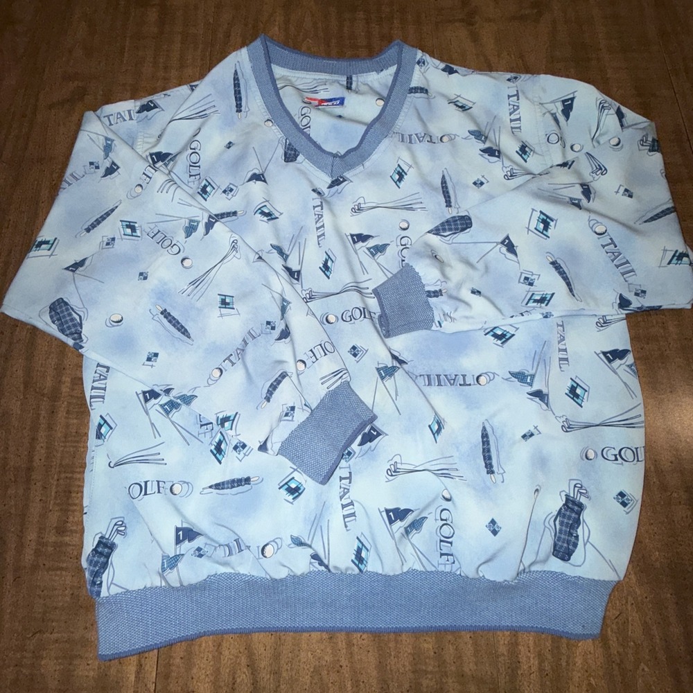 Vintage Tail Jacket Large‎ Golf Windbreaker Blue Pullover Classic AOP 90s